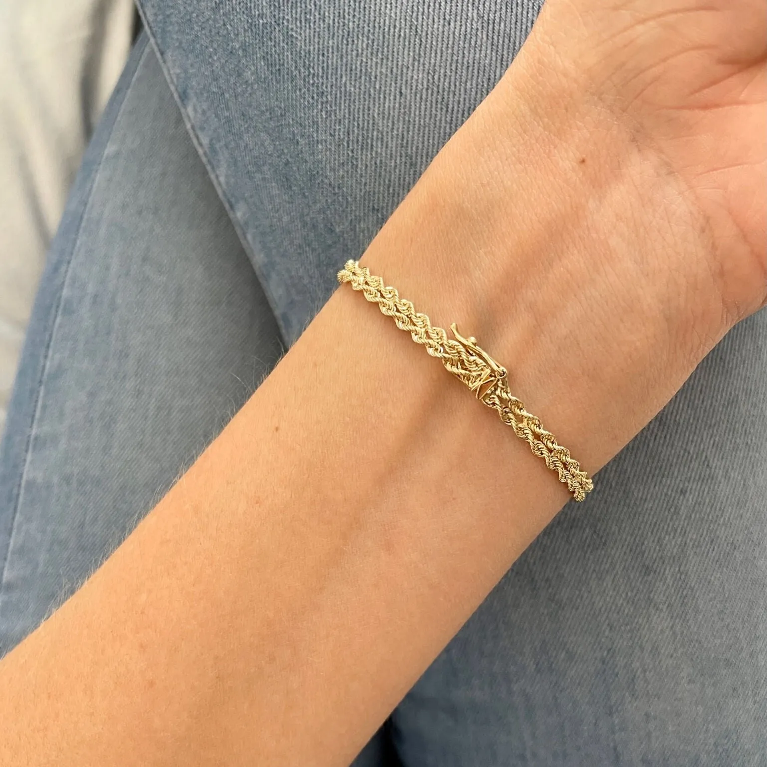 14K Gold Double Rope ID Bracelet