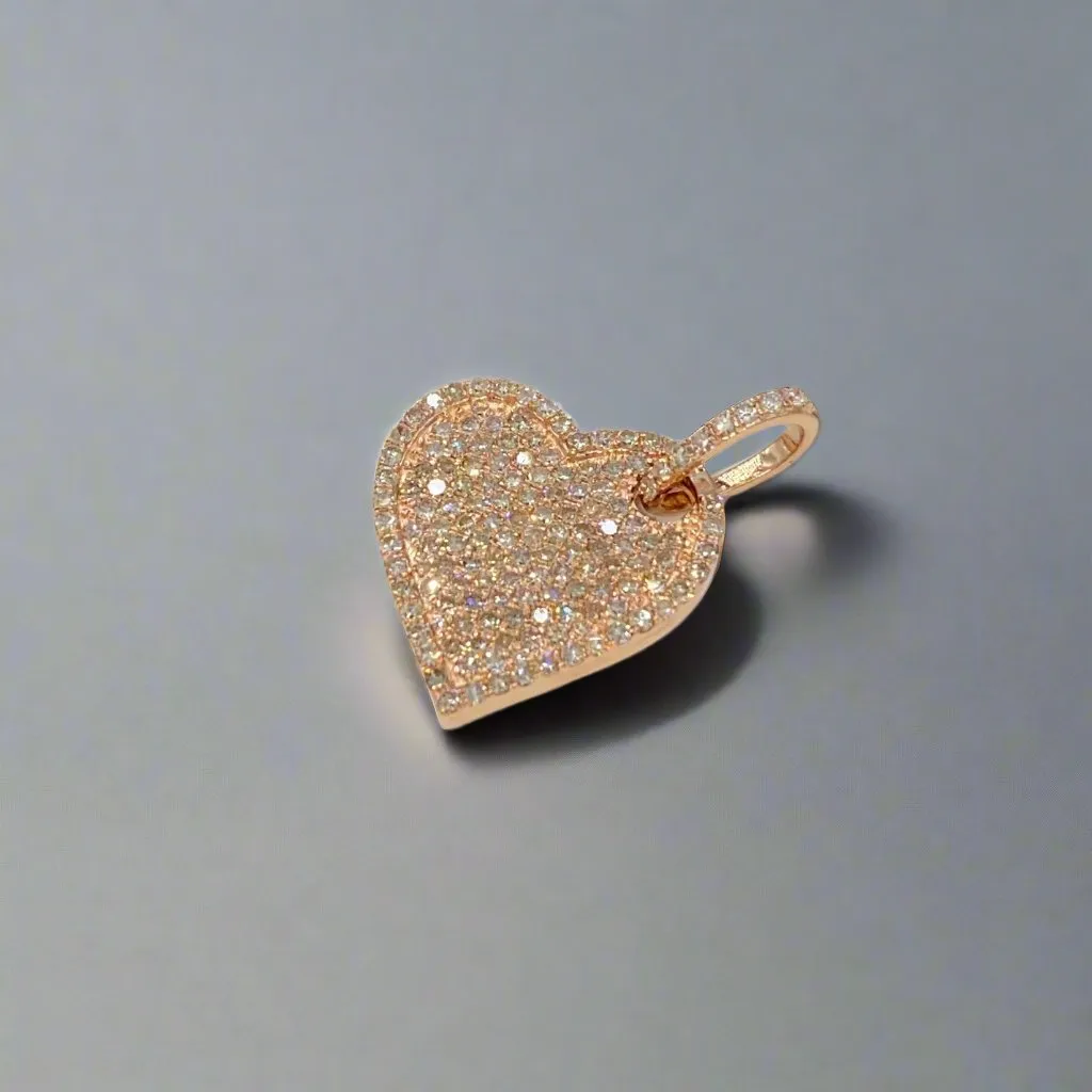 14K Gold Heart Dangling Pendants with 1.21ct of Round Natural Diamonds - SP26198