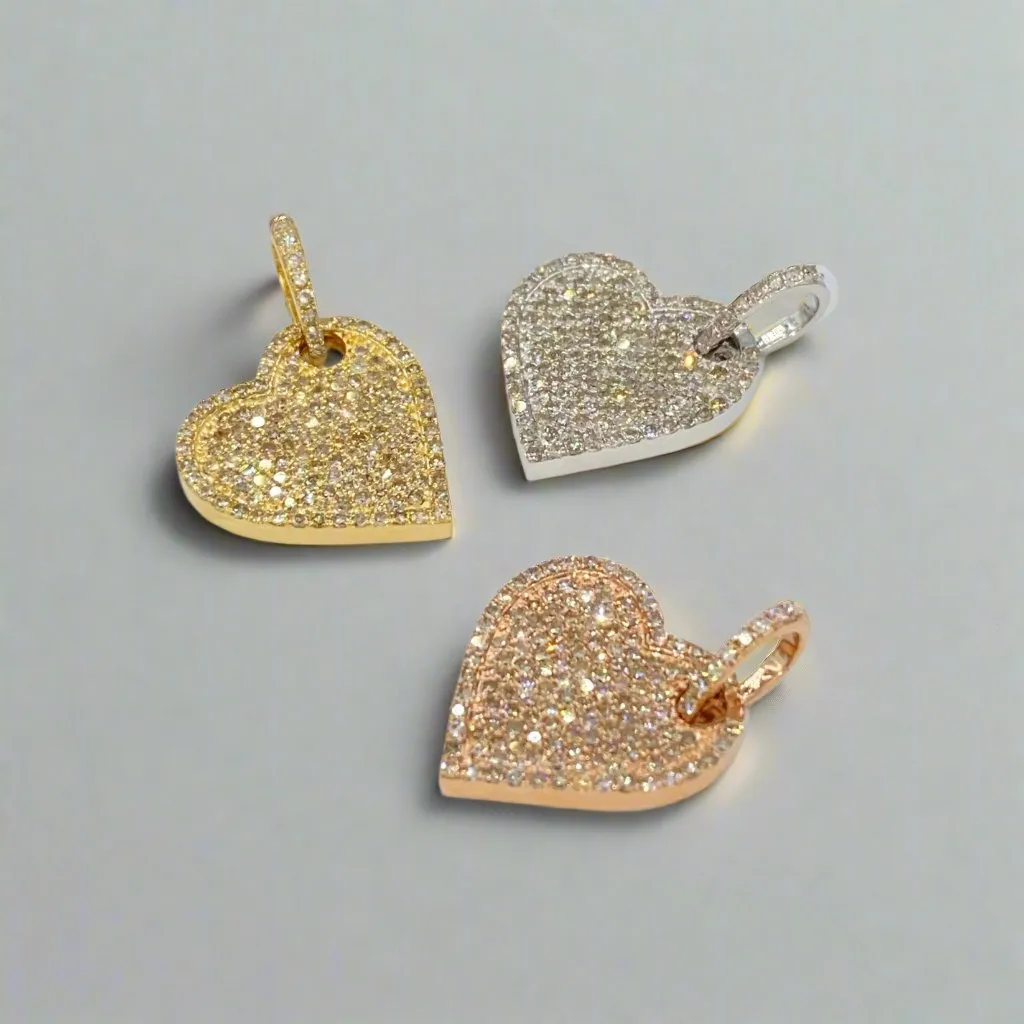 14K Gold Heart Dangling Pendants with 1.21ct of Round Natural Diamonds - SP26198