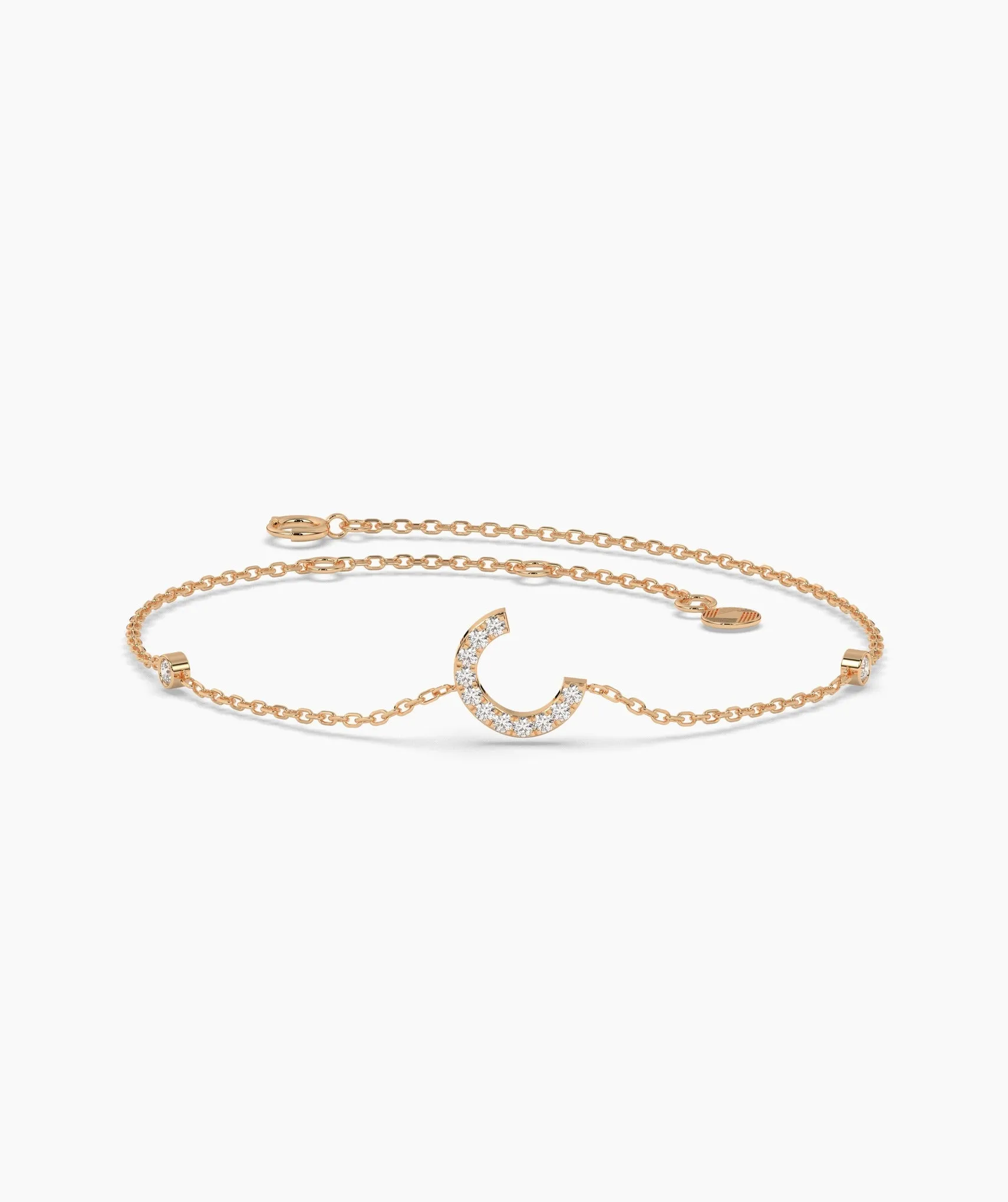 14K Gold Initial 'C' Diamond Bracelet