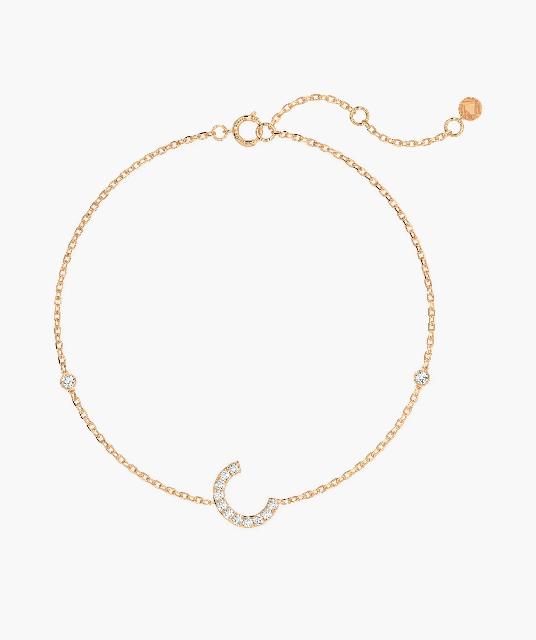 14K Gold Initial 'C' Diamond Bracelet