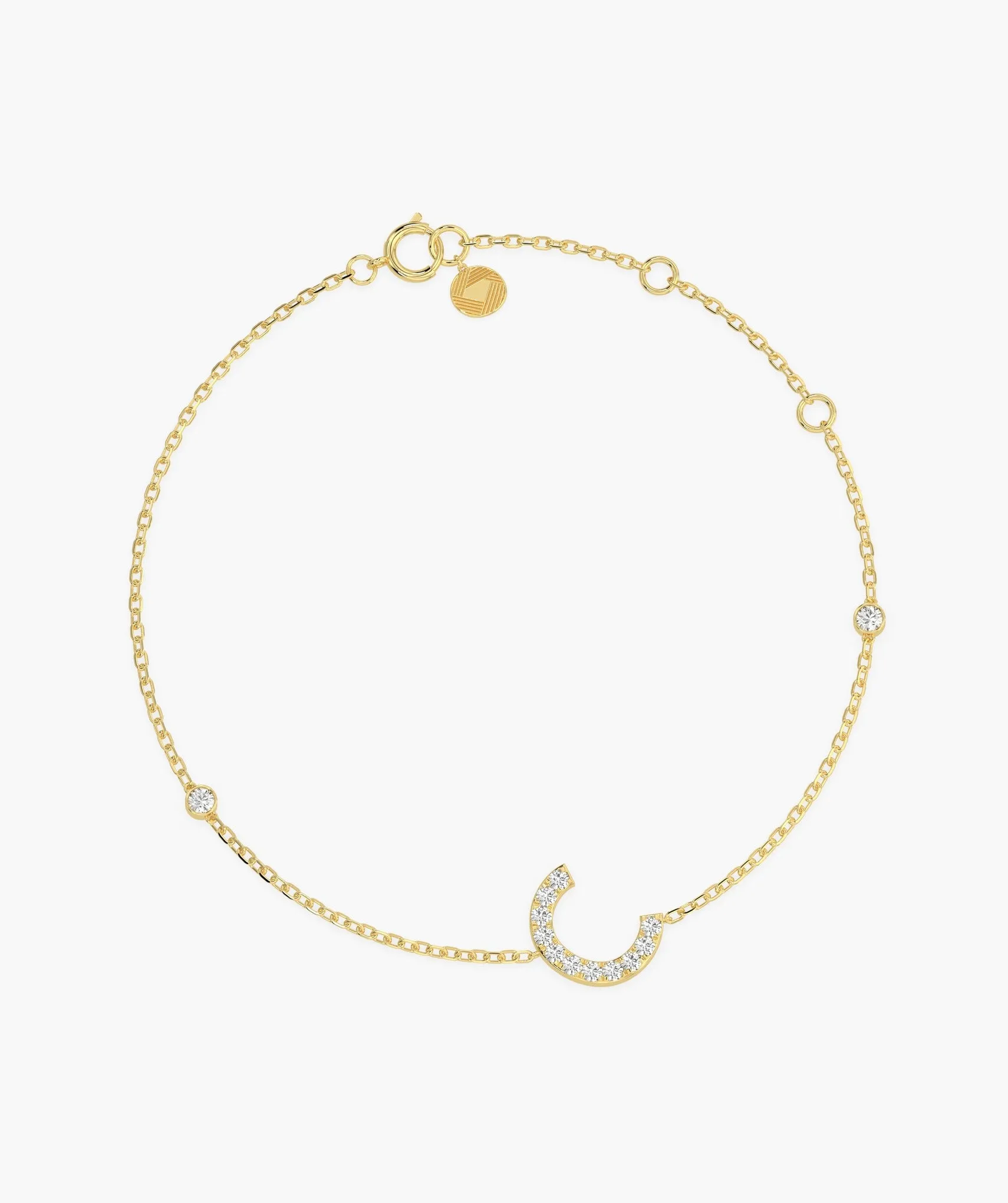 14K Gold Initial 'C' Diamond Bracelet