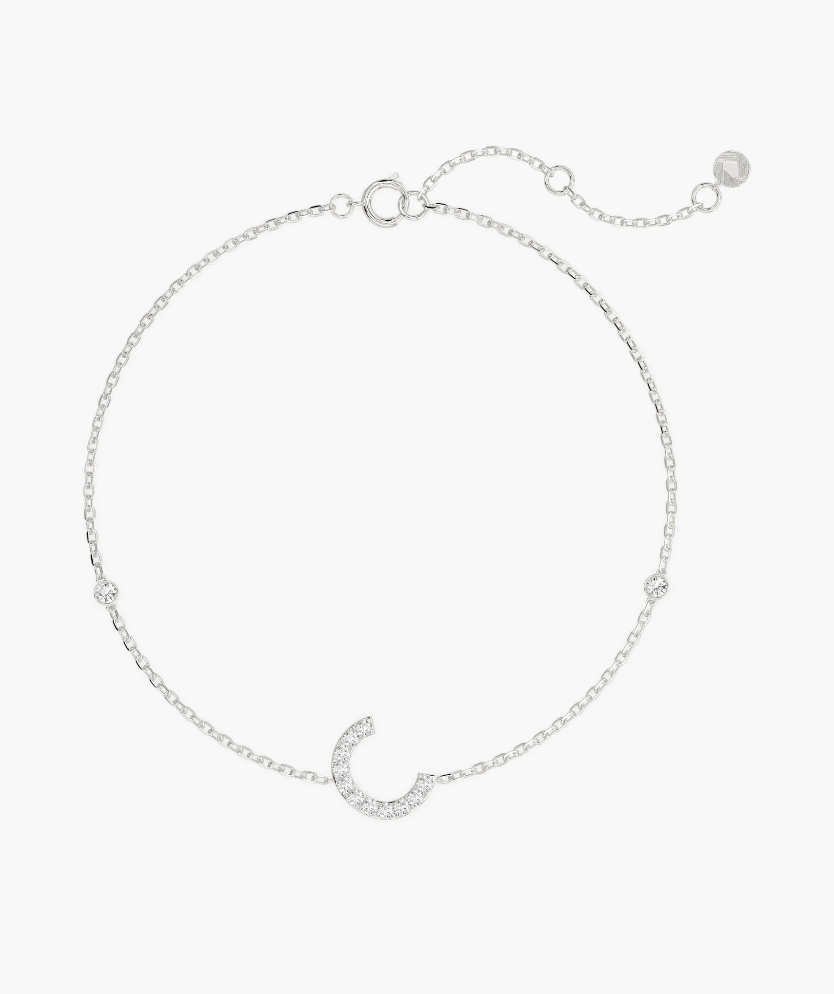 14K Gold Initial 'C' Diamond Bracelet