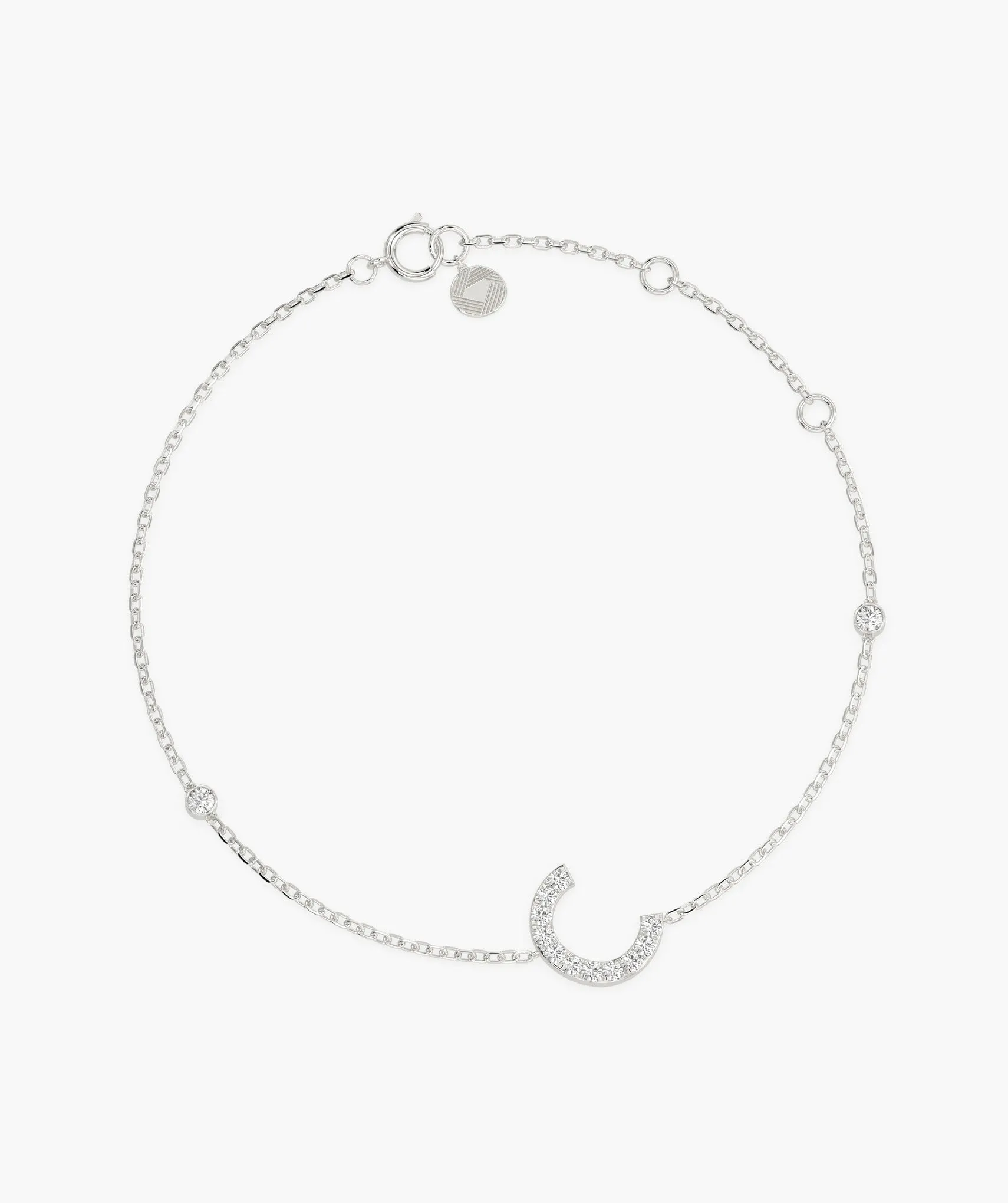 14K Gold Initial 'C' Diamond Bracelet