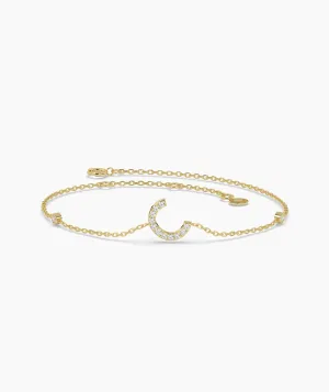 14K Gold Initial 'C' Diamond Bracelet