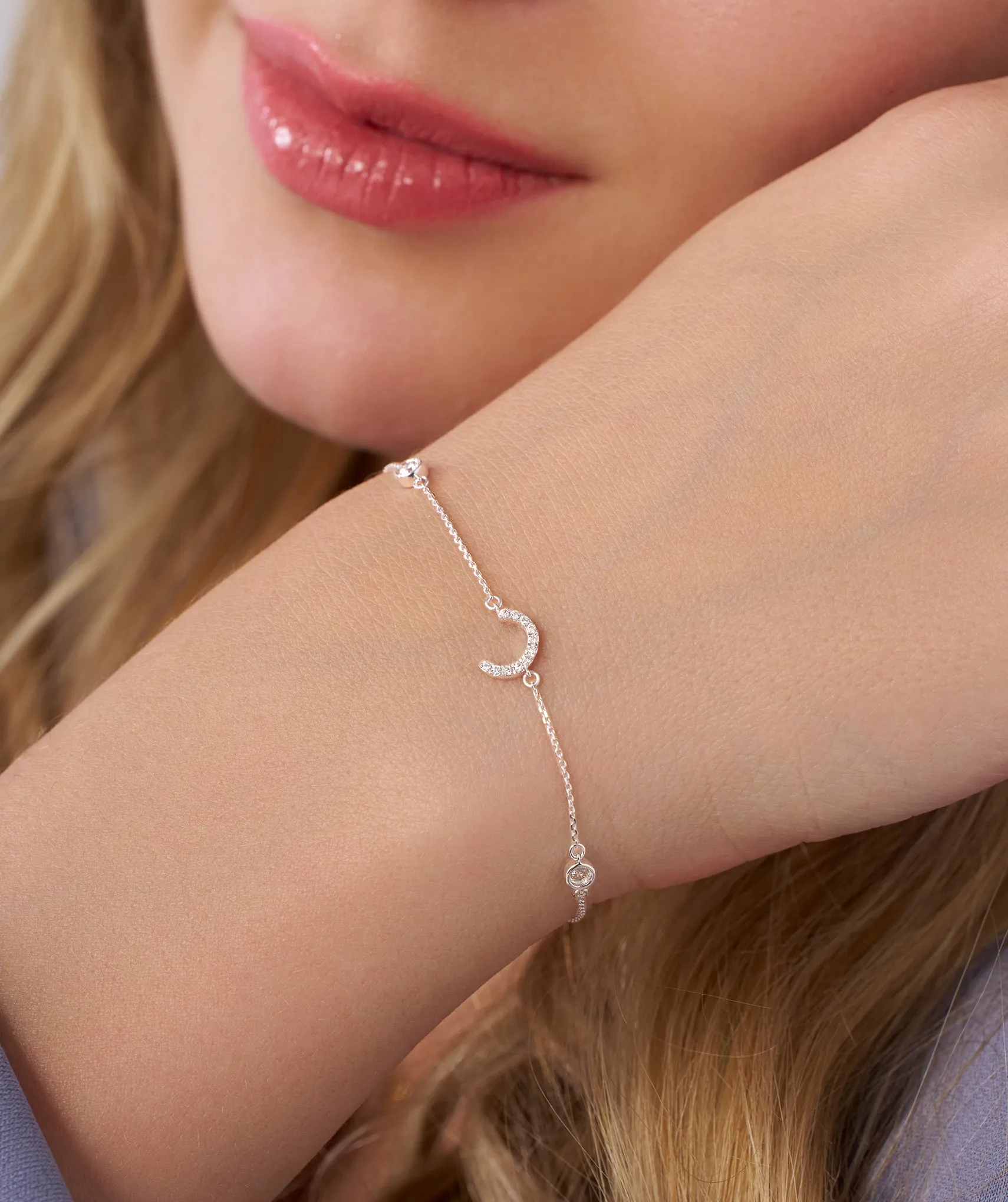14K Gold Initial 'C' Diamond Bracelet