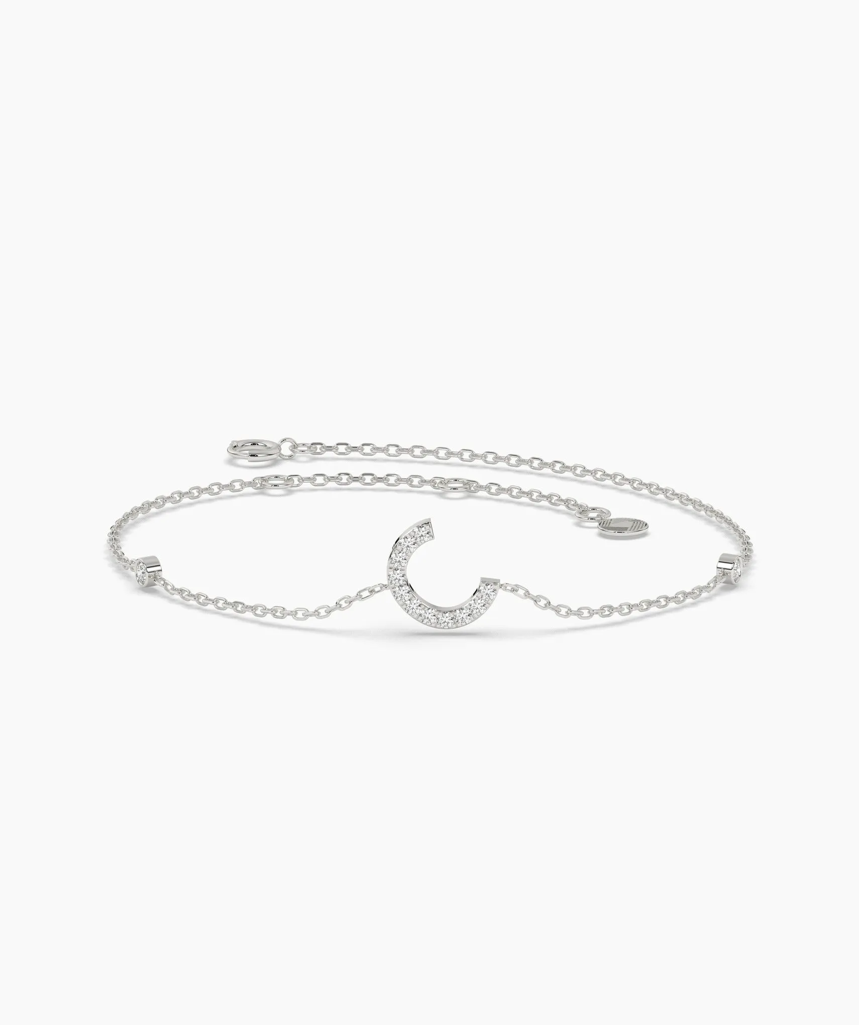 14K Gold Initial 'C' Diamond Bracelet
