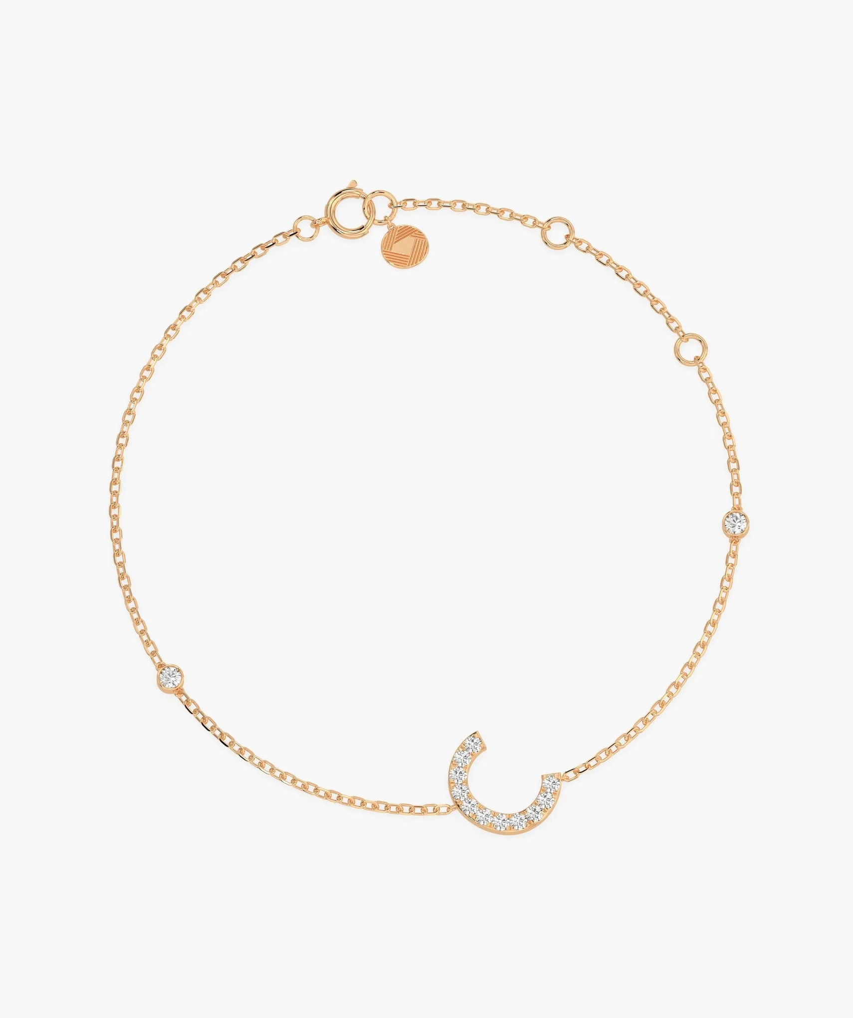 14K Gold Initial 'C' Diamond Bracelet