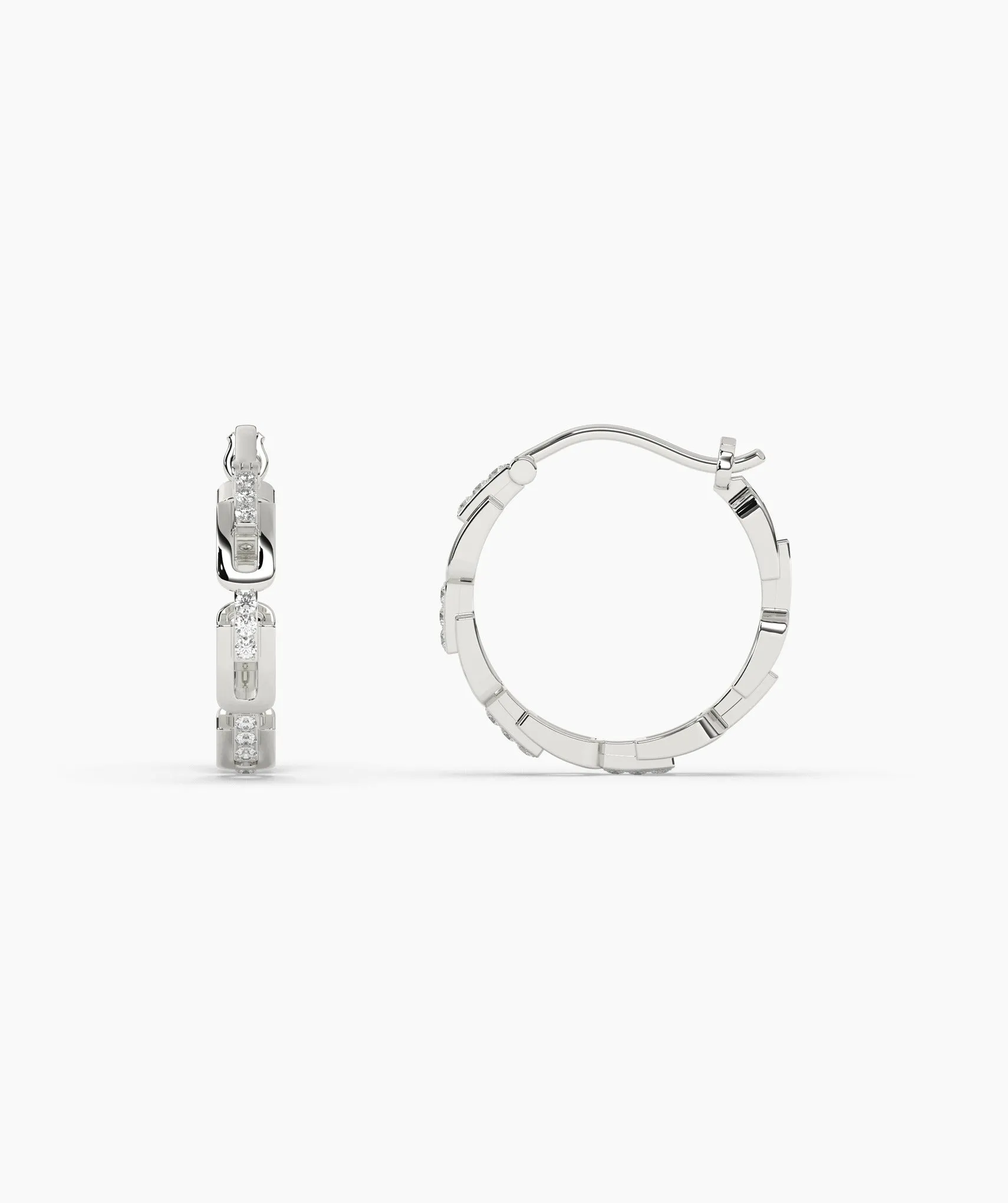 14K Gold Links Diamond Hoops