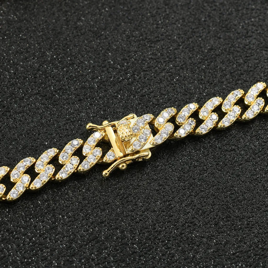 14K Gold Plating Cubic Zirconia Stone Custom Letters Name Bracelets Cuban Chain Iced Out Bracelets