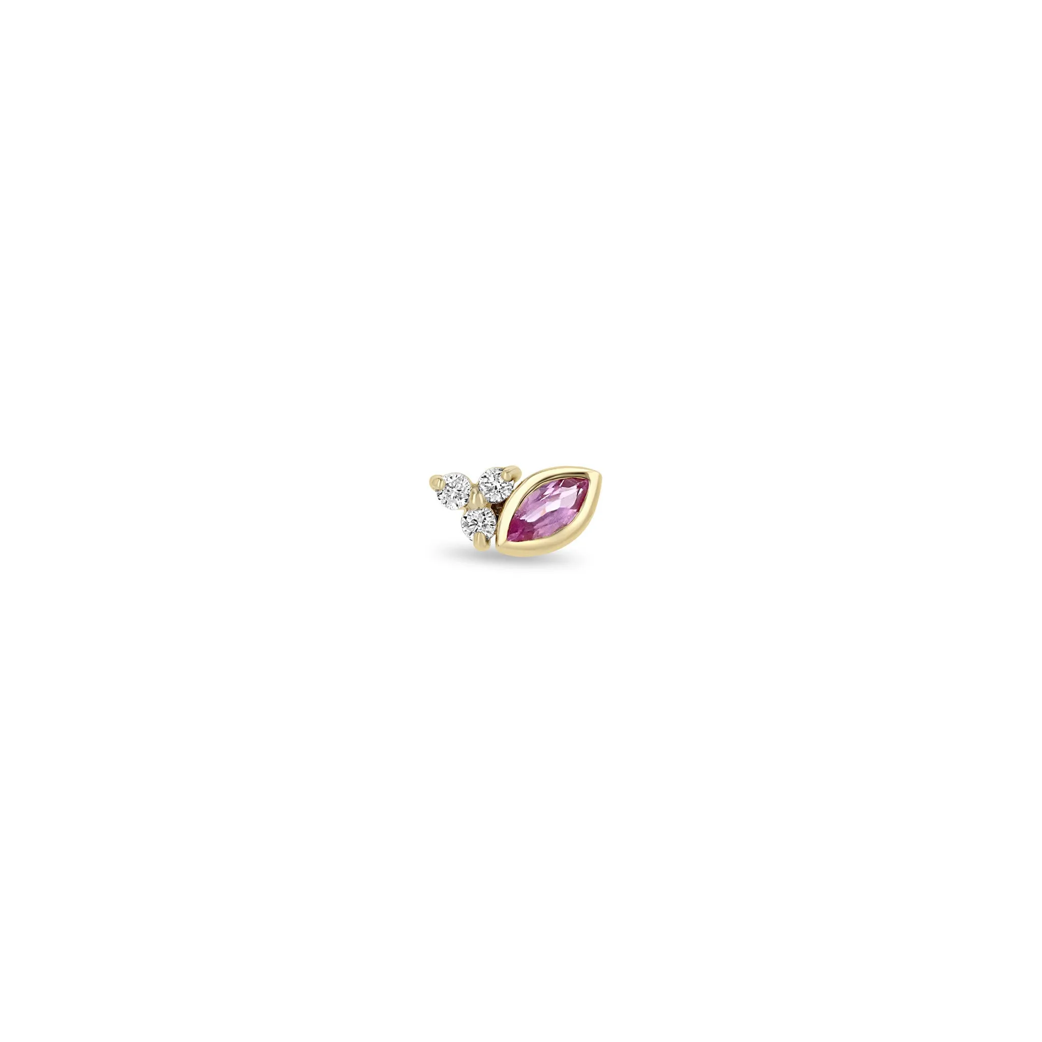 14k Marquise Pink Sapphire & Diamond Trio Studs