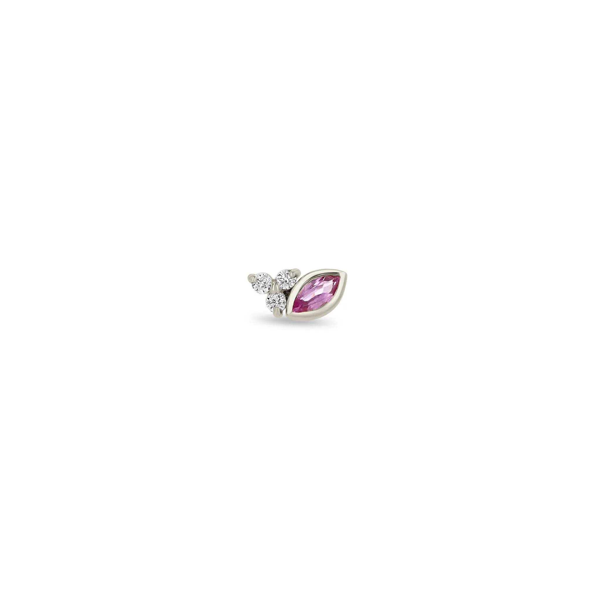 14k Marquise Pink Sapphire & Diamond Trio Studs