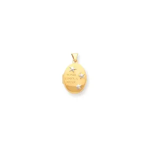 14k Rhodium Wish Upon a Star Oval Locket Necklace