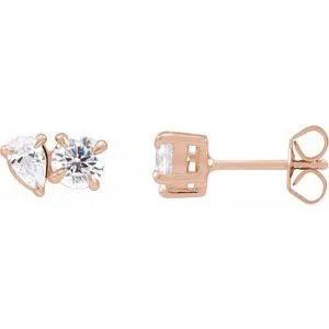 14K Rose 1 1/6 CTW Lab-Grown Diamond Two-Stone Stud Earrings