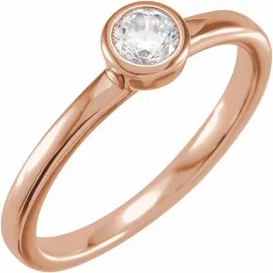 14K Rose 1/2 CT Lab-Grown Diamond Bezel-Set Ring
