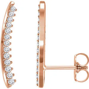 14K Rose 1/3 CTW Diamond Ear Climbers