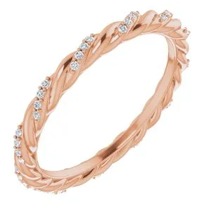 14K Rose 1/8 CTW Diamond Rope Eternity Band Size 6