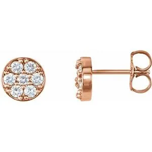 14K Rose 3/8 CTW Diamond Cluster Earrings