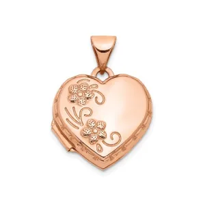 14K Rose Gold (15mm) Floral Heart Locket