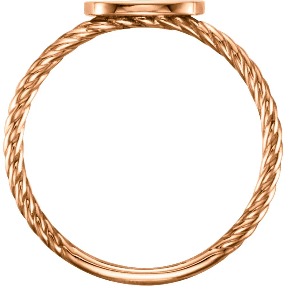 14k Rose Gold Antique Engravable Rope Ring , Size 7
