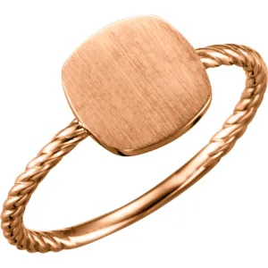 14k Rose Gold Antique Engravable Rope Ring , Size 7