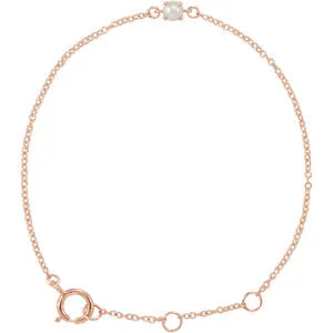 14K Rose Imitation Amethyst Youth Birthstone 4 1/2-5 1/2" Bracelet