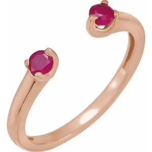 14K Rose Natural Ruby Negative Space Ring