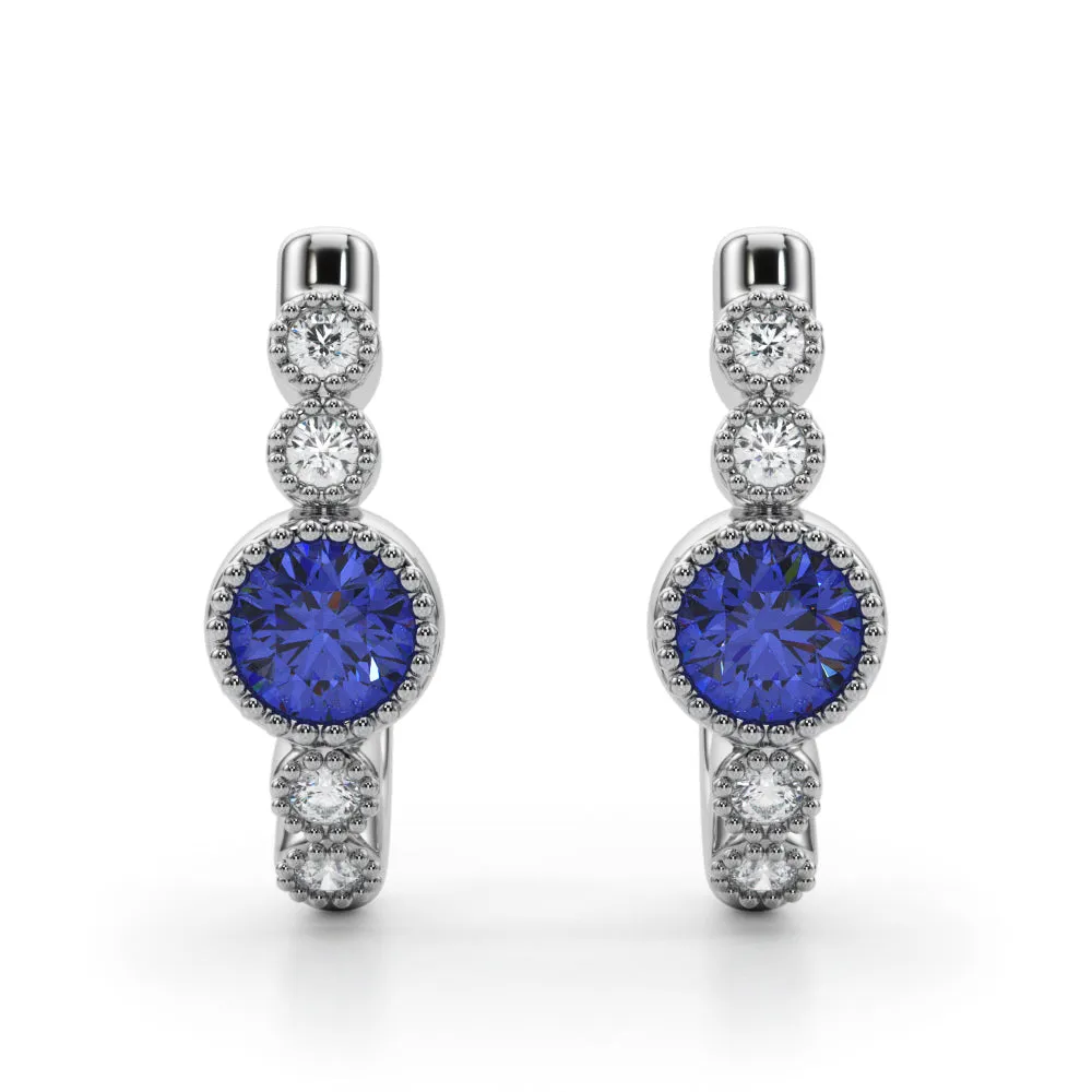 14K Sapphire Diamond Earring