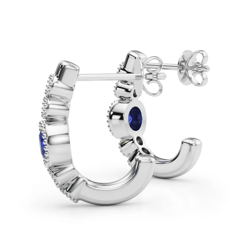 14K Sapphire Diamond Earring