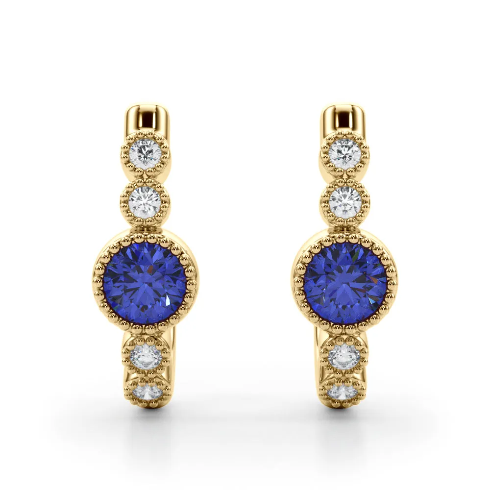 14K Sapphire Diamond Earring