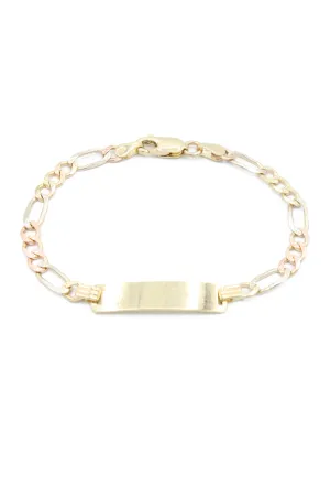 14K SOLID Figaro Baby Bracelet 👶🏼 For Engraving (4MM) 👦🏼 👧 JTJ™