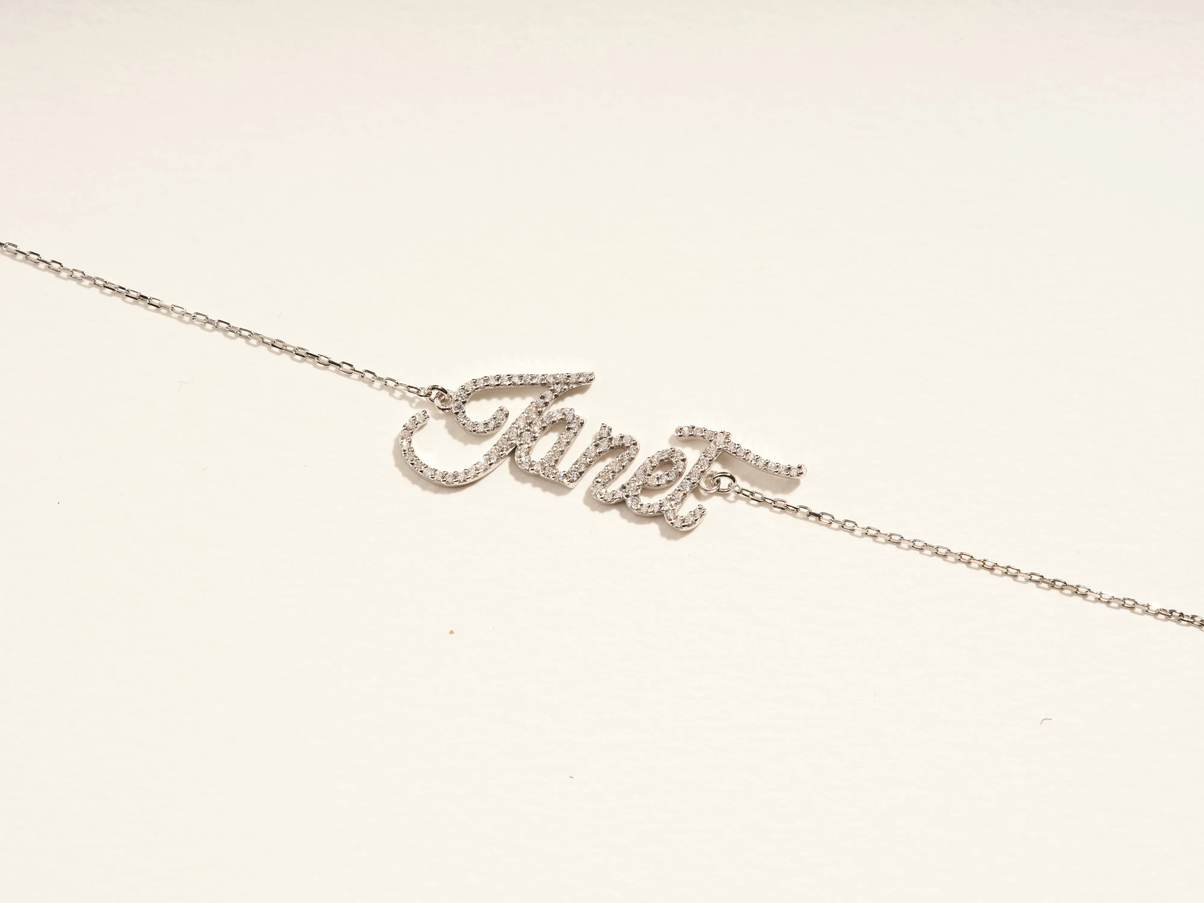 14k Solid Gold Cursive Diamond Name Bracelet