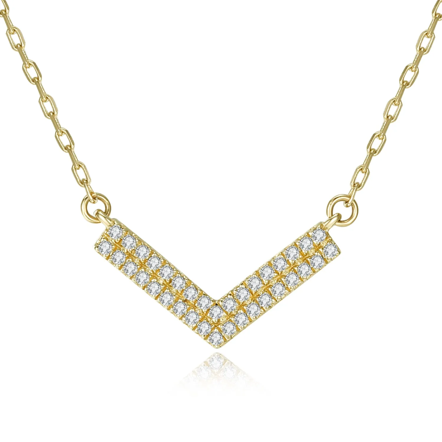 14K Solid Gold Necklace Exclusively Handcrafted 0.068 Carat Natural Diamond (H-F Color, VS1-VS2 Clarity)