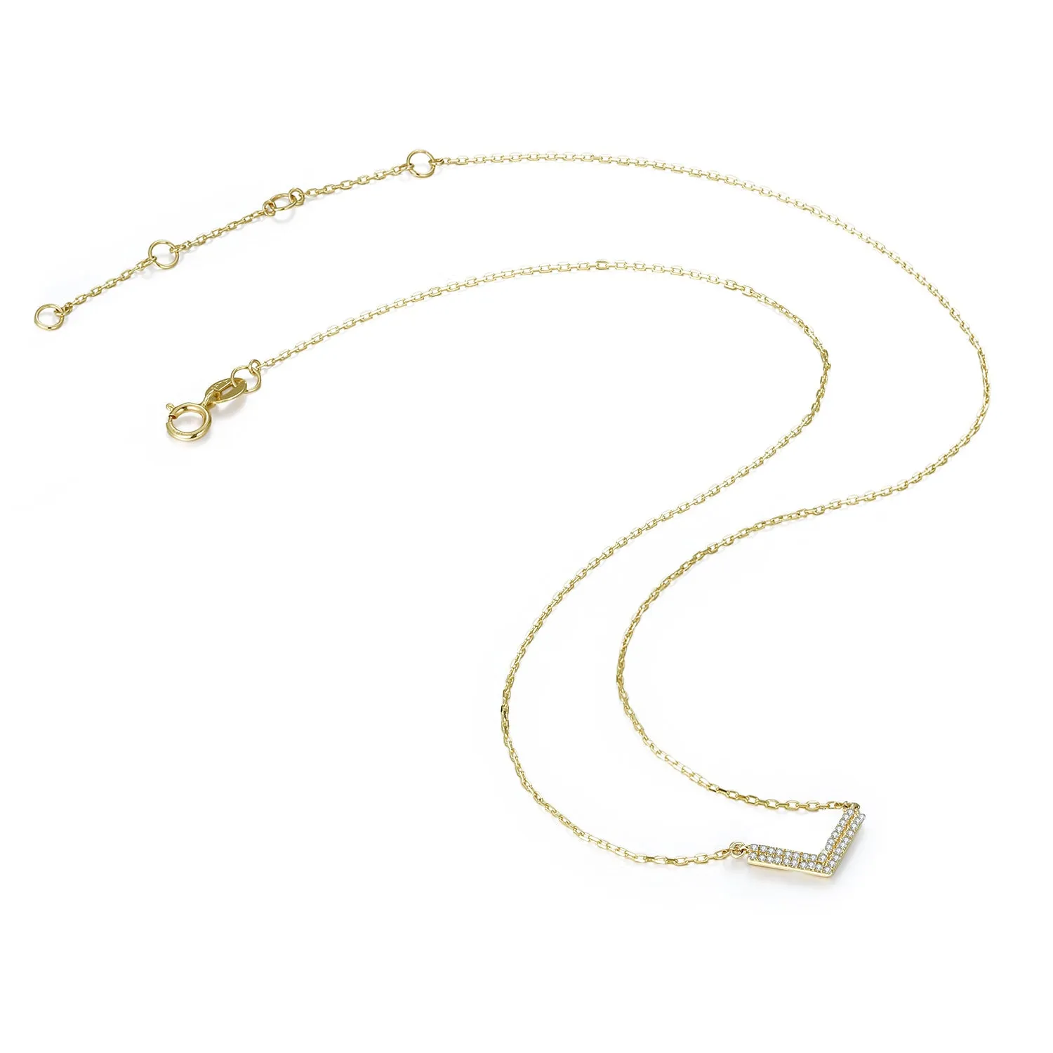 14K Solid Gold Necklace Exclusively Handcrafted 0.068 Carat Natural Diamond (H-F Color, VS1-VS2 Clarity)