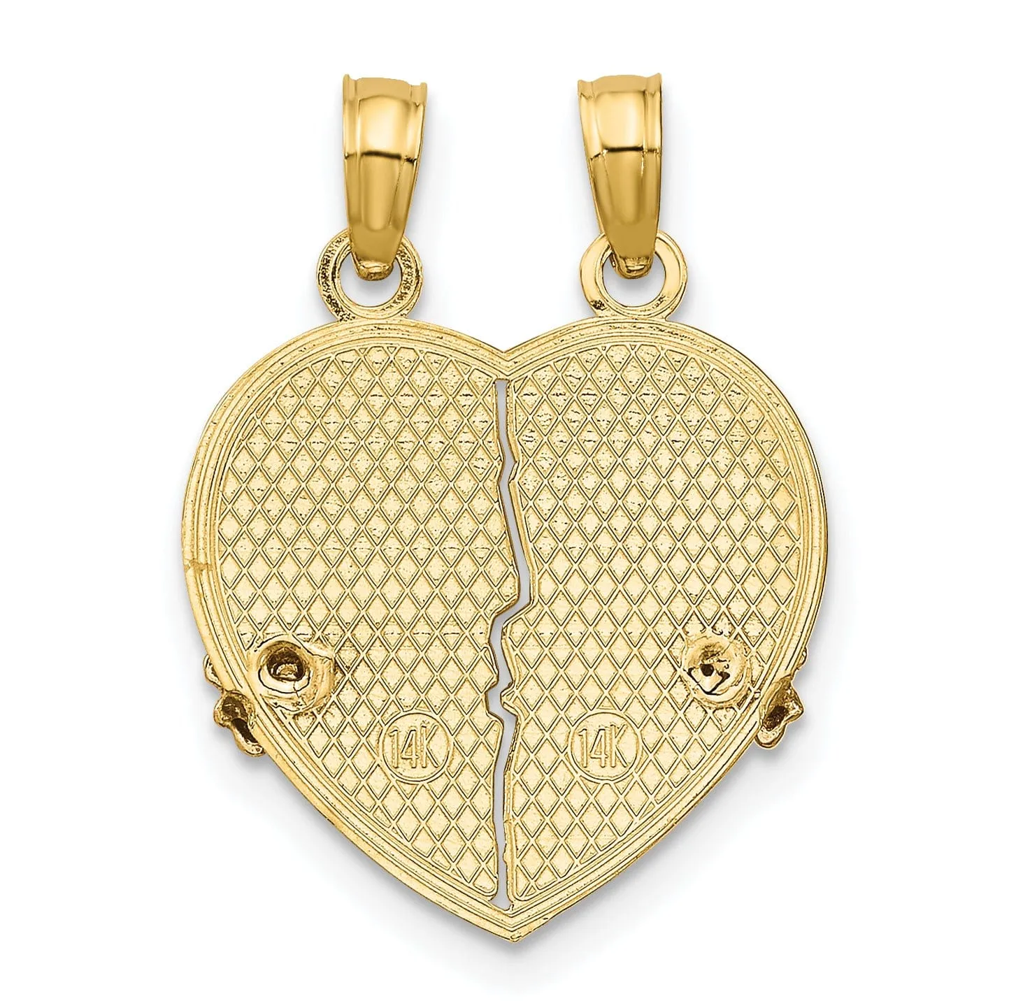 14k Two Tone Gold Polished 2-Pieces BIG SIS-LIL SIS Break-A-part Heart Pendant