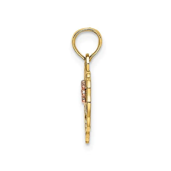 14K Two Tone Sweet 16 Heart Charm Pendant