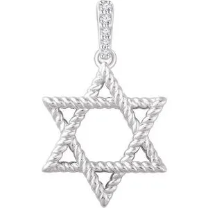 14K White .025 CTW Diamond Star of David Pendant