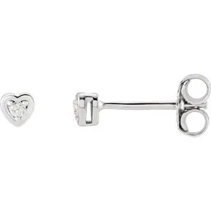14K White .03 CTW Diamond Youth Heart Earrings