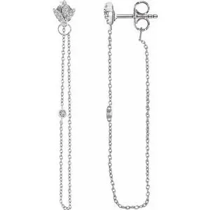 14K White .08 CTW Diamond Chain Earrings
