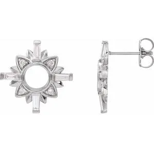 14K White 1/2 CTW Diamond Celestial-Inspired Drop Earrings