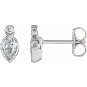 14K White 1/3 CTW Diamond Bezel-Set Earrings
