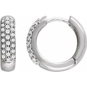 14K White 1/3 CTW Diamond Pavé Hoop Earrings