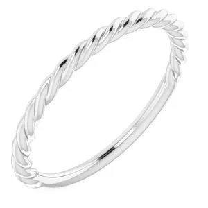 14K White 1.5 mm Twisted Rope Band Size 7