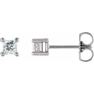 14K White 1/6 CT Natural Diamond Single Stud Earring
