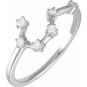14K White 1/6 CTW Natural Diamond Taurus Constellation Ring
