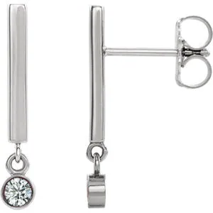 14K White 1/8 CTW Diamond Dangle Earrings