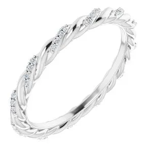 14K White 1/8 CTW Diamond Rope Eternity Band Size 6