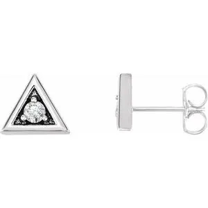 14K White 1/8 CTW Diamond Triangle Earrings