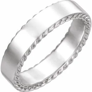 14K White 6 mm Rope Pattern Band Size 10.5