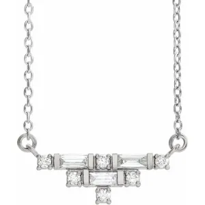 14K White Gold 1/4 CTW Natural Diamond Art Deco 18" Necklace
